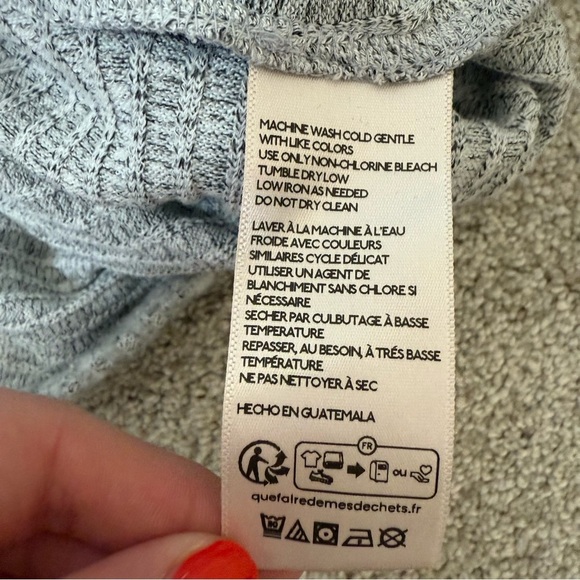 Anthropologie Pilcro Cropped Blouse S Grey Ribbed Mock Neck Drop Shoulder Ribbed - Picture 6 of 9